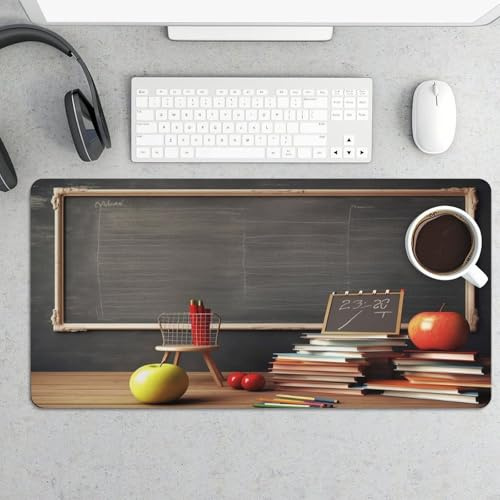 Teacher Classroom Chalkboard Gaming Mouse Pad 12x24 Inch Desk Pad Protector Waterproof Non-Slip Rubber Base Keyboard Mat Extra Large Desktop Mat for Office Home Computer Laptop Table Accessory