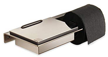 Toilettenpapierhalter mit Feuchttücherbox – hochglanzpolierter Edelstahl & Abdeckung, Wandmontage, Moderne Kombination für Bad & WC, Badmöbel, Made in Germany (Edelstahl poliert-Abdeckung Edelstahl)