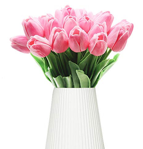 GKONGU Fiori Artificiali 10 Pezzi Artificiale Del Tulipano Fiori Per la Decorazione della stanza,Tulipano Bouquet Per Fiori di Nozze-Rose