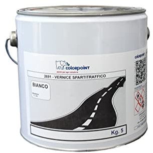 Colorpoint VERNICE SPARTITRAFFICO PER SEGNALETICA STRADALE 5 KG. COLORE BIANCO RIFRANGENTE