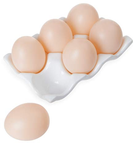 Bandeja de cerámica para 6 hueveras – Media docena de porcelana para huevos, organizador de almacenamiento decorativo para nevera, encimera, cocina, hogar, color blanco
