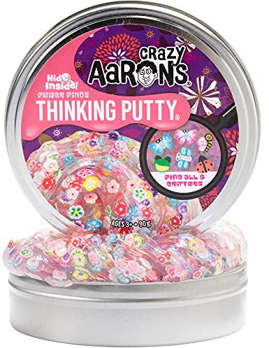 Crazy Aaron's Hide Inside Thinking Putty - Flower Finds (90.7 g) - Search for All The Hidden Pieces - Non-Toxic, Never Dries Out