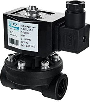FSA Magnetventil Kunststoff PA6 1/2 24V AC 0-6 bar NBR stromlos geschlossen