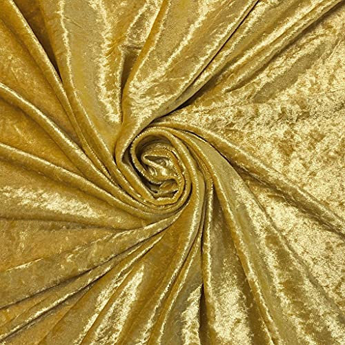 Fancy Textiles Premium Glitz Crushed Velvet Stretch Velour Fabric Material 60'' Wide (Gold, 1 Meter(pre Cut))