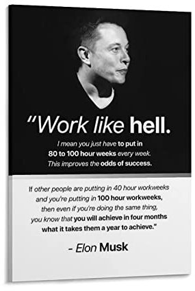 NA Leinwand Bedrucken Elon Musk Cool Wohnzimmer Poster Schlafzimmer Gemälde 60X90cm Kein Rahmen
