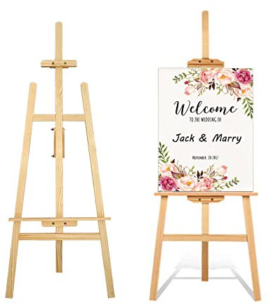 Easel Stand for Wedding, Easel Display Stand 59 Canvas Stand for Painting Wedding Poster, Wedding Welcome Sign with Stand, Wedding Table Plan Board, Wooden Easel Stand for Painting, Art Poster Easel