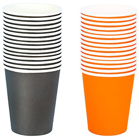 XNHIU Lot de 40 gobelets jetables en carton pour Halloween Noir/orange 255 ml