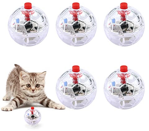 5 Stück Geisterjagd Katzenkugel Bewegung Bälle Leuchtende Jagdball Paranormale Ausrüstung Hundebälle LED Interaktives Katzenspielzeug Haustierspielzeug für Innenkatzen Unterhalten Spielzeug