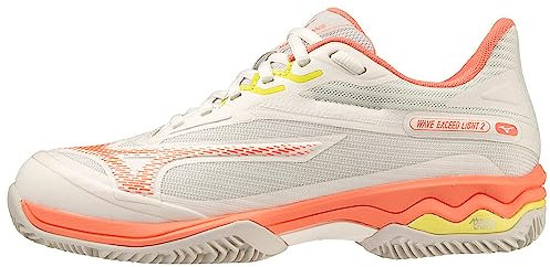 Mizuno Damen Wave Exceed Light 2 Tennis, Snwwht Fusncorl Sspring, 38 EU