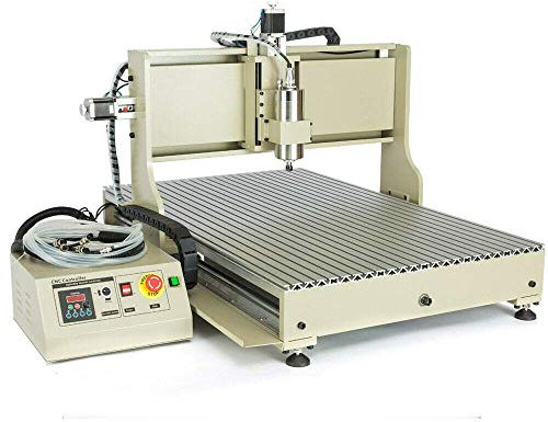 DISHENGZHEN 4 Axis USB CNC6040 Router Engraving Machine 3D Milling Machine w/Controller 110V 1.5KW VFD Water-Cooling Router Engraving Machines for Metal, Wood, Glass and Plastic (6040 1.5KW 4AXIS)