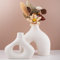 Weiße Keramikvase für Pampasgras, Unregelmäßige Donut-Vase für frische/trockene Blumen, Neutrale Boho Nordic Minimalismus Stil Blumenvasen für Esstisch, Wohnzimmer, Büro, Schlafzimmer (2er-Satz - A)