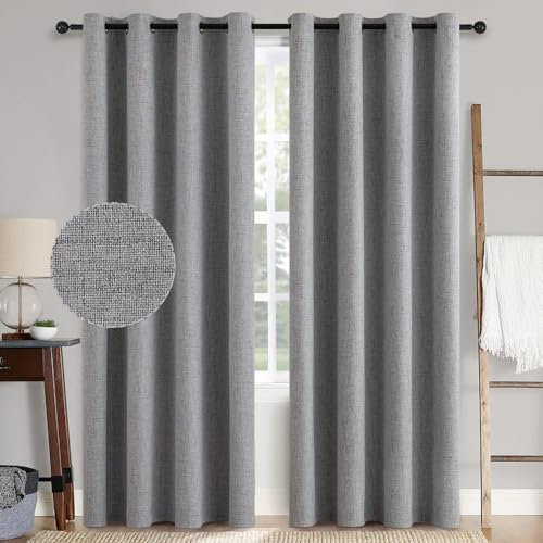 MIULEE Verdunklungsvorhänge mit ösen Gardinen Leinenoptik 2er Set 225 x 140 cm Hell Grau Vorhang Blickdicht mit Ösen Thermovorhang Kälteschutz Vorhänge Wohnzimmer Schlafzimmer Wärmeisolierend