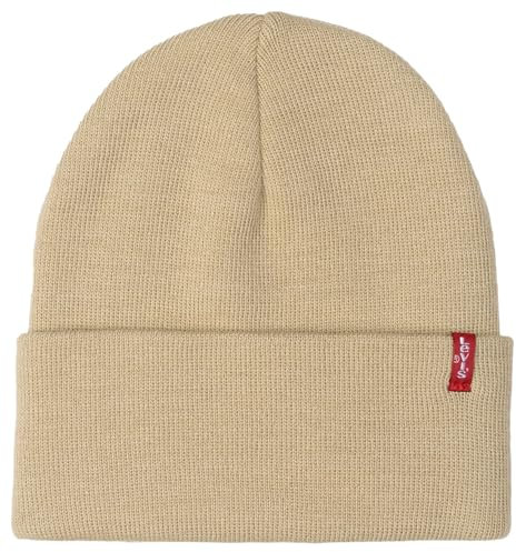 Levi's Herren Slouchy Red Tab Beanie, Light Khaki, UN