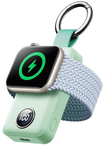 JOYROOM Cargador Apple Watch, 2000 mAh Cargador Inalámbrico Portátil para Apple Watch Series 10/9/8/7/6/5/SE/4/3/2/UItra 2/Ultra, Cargador Magnético(Verde Menta)