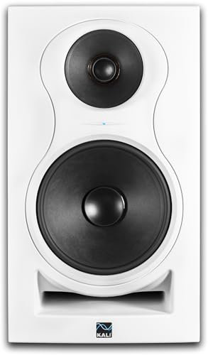 Kali Audio IN-8W V2 8 Powered 3-Way Studio Monitor - 140W Speaker System - Boundary Compensation EQ Settings - for Mixing, Recording, Audio Production - XLR, TRS, RCA Inputs - Single, White