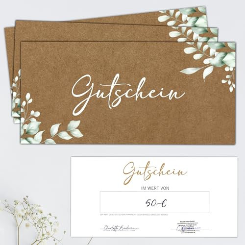 EUMMELCHEN® 25 Gutscheinkarten zum Selbstausfüllen | Blanko Gutschein zum Ausfüllen als Vorlage für Massage Kosmetik Friseur und Andere | Gutscheinvorlagen Neutral