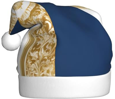 UENFFKDAP Gold Blau Weiß Plüsch Weihnachtsmützen Erwachsene Weihnachtsmützen Unisex Samt Bequeme Weihnachten Party Hüte Neujahr Party Dekorationen