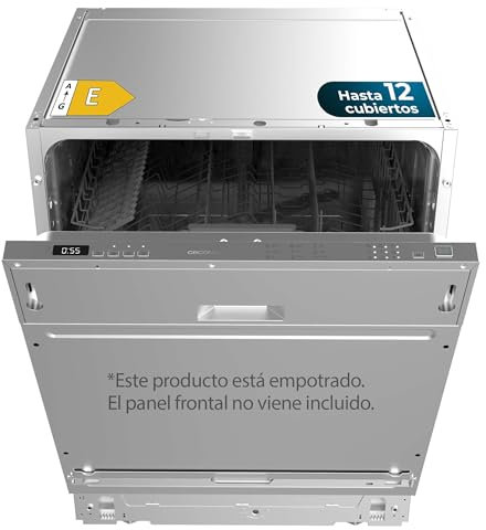 Cecotec Lavavajillas Integrable 60cm Bolero Aguazero 6110 Full-BI. 1850W, 12 Cubiertos y 7 Programas, Función Media Carga, Programa 3 en 1, Delay Start, Dry+ y ChildLock, Cesta para Cubiertos