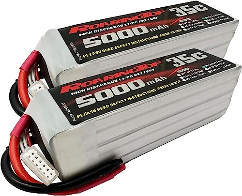 RoaringTop Lipo Akku 5S 5000 mAh 35C 18,5 V RC Lipo Akku ohne Stecker (Blei-Out-Draht) für F3A-Modellflugzeug (2 Packungen)