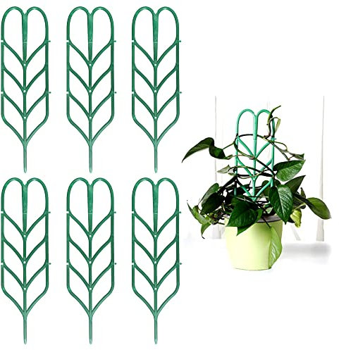 Aniann Garten-Rankgitter für Mini-Kletterpflanzen, Blattform, Topfpflanze, Ranken, Gemüse, Ranken, Blumen, Terrasse, Klettergitter, für Efeu, Rosen, Gurken, Clematis, Töpfe (6 Stück)