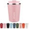 SUNTQ Reusable Coffee Cups Travel - Coffee Travel Mug with Leakproof Lid - Thermal Mug Insulated Cup - Stainless Steel Coffee Travel Cup - for Hot and Cold Drinks, 13oz/380ml, Pink