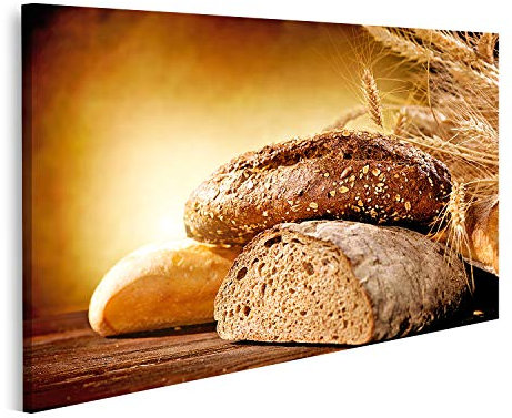islandburner Bild auf Leinwand Brot Holztisch Bäckerei Bilder Wandbilder Poster