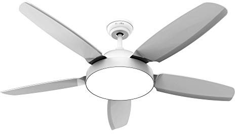 UNIVERSALBLUE - Ventilador de Techo con Luz - Ventilador Silencioso con Mando a distancia - 5 aspas - 3 velocidades - Color Blanco - Motor DC - Modo Invierno