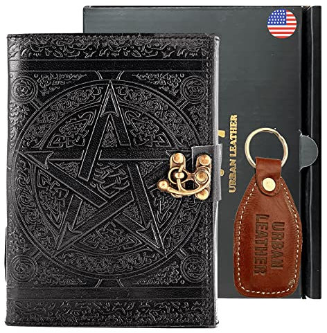Schwarzes Pentagramm Buch der Schatten, Gothic-Leder-Tagebuch, Stern, Pentagramm, Notizbuch, Gothic, Grimoire, Wicca, Hexe, heidnische Geschenke, Dekorbedarf, unlinierte Seiten