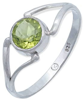 mantraroma Ring Damen Silber 925 Peridot Edelstein grün schlicht modern