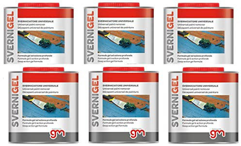 Magazzini GM, Sverniciatore Universale in Gel SVERNI GEL, Elimina Vernice da Ferro Legno Muro, essendo in gel non cola, Made in Italy, Efficace su Vari Strati, 750ml (6)