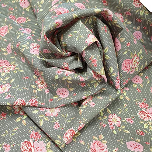 Westfalenstoffe Rosenborg Rosen Taupe/Steingrau | Stoffe zum Nähen | Baumwoll-Stoff Meterware | Baumwollstoff mit stilvollem Muster | 150 x 50 [cm] | Individuell für Dich konfektioniert