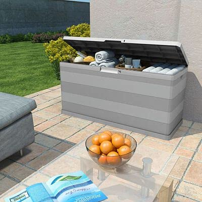 Garten-Aufbewahrungsbox mit deckel Gartenbox Auflagenbox Kissenbox auch als Werkzeugkasten wasserdicht ,Grau 117 x 45 x 56 cm