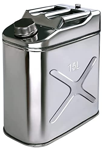 WZSON Vertikal Benzinkanister, 304 Edelstahl Kraftstoffkanister, Korrosions- Und Rostschutz, Verwendet, Um Wein/Benzin/Speiseöl, Etc. Zu Speichern,15l