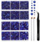 BEADSLAND pedreria hotfix, 6080PCS piedras azul strass termoadhesivas diamantes cristales para manualidades,Kit mixto de 6 tamaños con lápiz de cera y pinzas，SS6-SS30,Azul Zafiro Rhinestones
