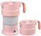 Elektrischer Reisewasserkocher, 380ML faltbarer tragbarer Wasserkocher 300W, schnelles Wasser kochender Tee/Kaffee Topf für Camping/Reisen, BPA frei, einfache Lagerung mit abnehmbarem Stromkabel, Rosa