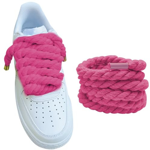 Lopau Lacci per scarpe in corda spessa per Air Force 1, non perforare, per scarpe da ginnastica Dunk, Air Jordan, AF1, Rosa, 51.2''/130cm