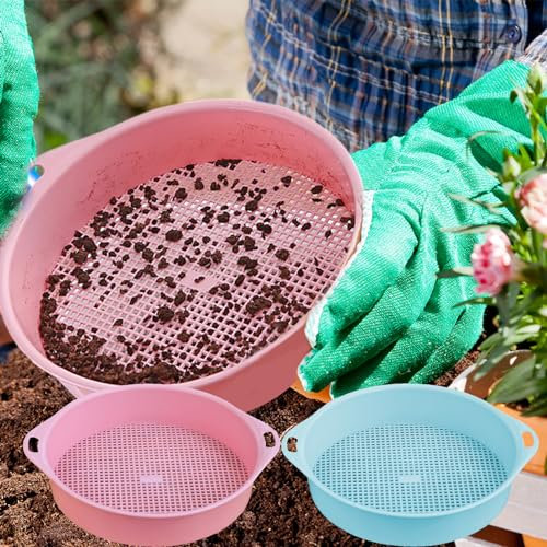 liuer Setaccio Giardino, 2PCS Setaccio da Giardino,Setaccio Rotondo per Terra,Sassi,Compost,Sabbia,Pietrisco e Semenza