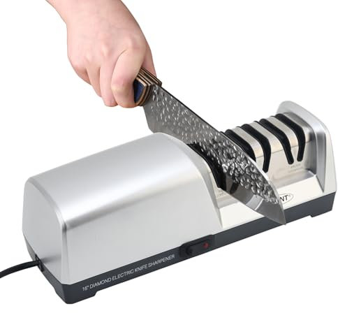 JOANT15 Knife Sharpener 15 Degree with Chef's Knife, Electric Knife Sharpener 3-in-1 for Ceramic Knives and Vegetable Knives, Professional Knife Sharpener for Coarse and Fine Grinding, Polishing