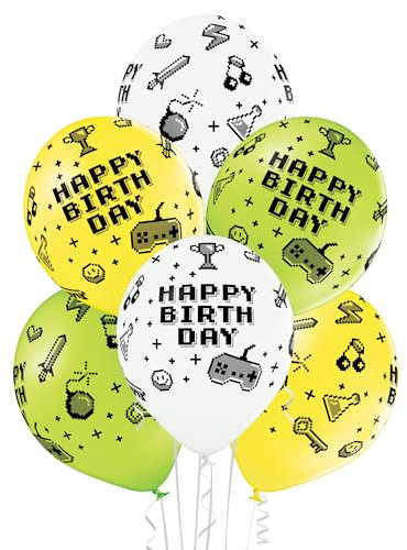 Set 10 Luftballon Happy Birthday Gaming Ballon Made in EU Deko Game Party Spiele Spielabend Geburtstag Kinder Teens Deko Geschenk Kindergeburtstag Gamer Luftballon