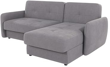 S-Style Möbel Eckcouch Sofa Ecksofa 232 x 147 x 83 cm Mit Schlaffunktion Zwei Bettkasten Verstellbare Rückenlehnen Mikrofaser L Form Rechts Freistehend Monte Grau