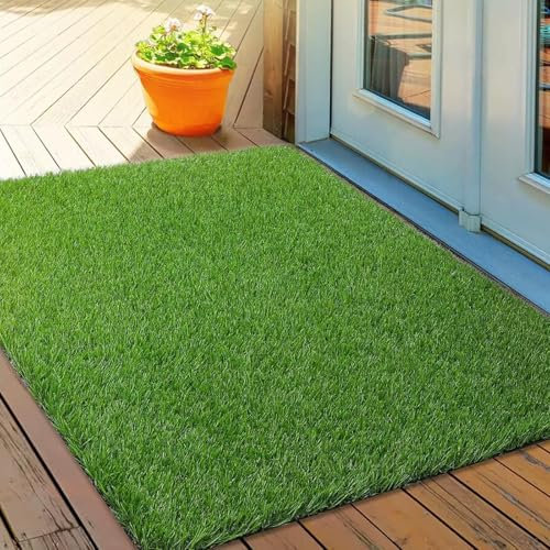 Tappeto erboso artificiale per balcone, giardino, per interni ed esterni, tappeto verde per animali domestici, in plastica, simulazione prato sintetico (4 x 6 m)