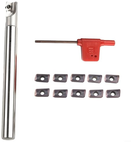 D12 mm Hartmetall-Einsatzwerkzeug, 90 Grad Wendeschneidplatten-Schaftfräser-Set, inkl. T8-Schraubenschlüssel und zehn Klingen