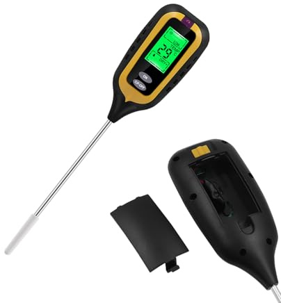 Professioneller Bodenfeuchtigkeitszähler | Tester 4 in 1 für Pflanzen (pH/Licht/Temperatur/Hygrometer) - ideal für die Blumenversorgung, Innenanlagen und Gärten - präzises Digitaldisplay