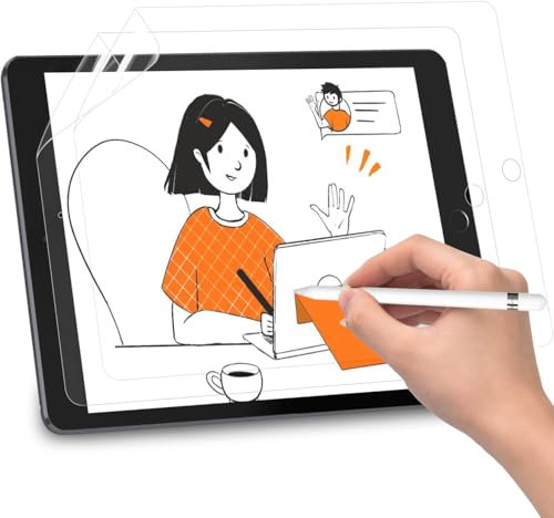 YMXuan 2-Pack Paper Screen Protector for iPad 6th/5th Generation (2018/2017)/ iPad Air 2 & 1, Matte PET Film for iPad Pro 9.7 Inch, Write as Real Paper, Anti Glare, High Sensitivity