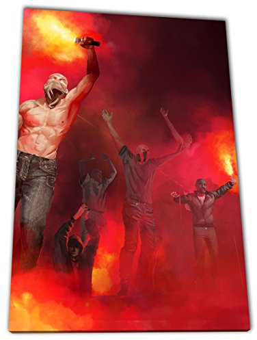 Ultras Pyro Rot Format: 80x60, Bild auf Leinwand XL, fertig gerahmt