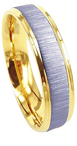 Everstone Titan Trauringe Damen Herren 6mm & 4mm Gold/Silber