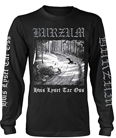 Burzum HVIS LYSET Tar OSS LS - Herren T-Shirt Schwarz M - Langarm - Musik-Design - Crew-Ausschnitt - 100% Baumwolle