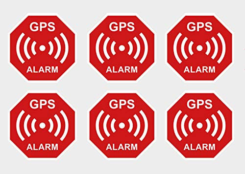 6 Stück Premium Aufkleber GPS ALARM Sicherheit Hinweis Warnung Wetterfest UV-Beständig