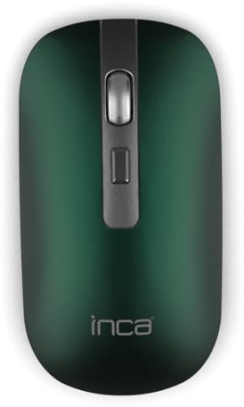 İnca IWM-531RY Kabellose Maus – Bluetooth 5.1 & 2,4 GHz Dual-Modus, Wiederaufladbar, 800–1600 DPI, Silent-Tasten, Flaches Design, Wiederaufladbar Schwarz/Silber für PC & Laptop, Windows kompatibel