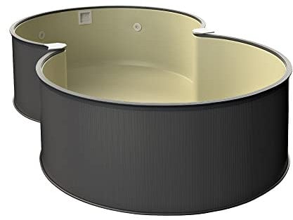 mediPOOL Achtform-Pool-Set exklusiv Anthrazit, Made in Europe, 4,70 m x 3,00 m x 1,20 m, mit Sandfilter, Skimmer, Leiter und Schlauch-Set
